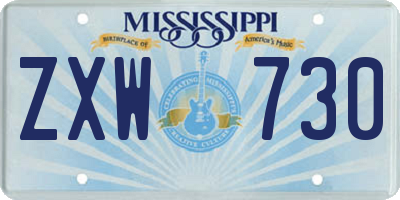 MS license plate ZXW730