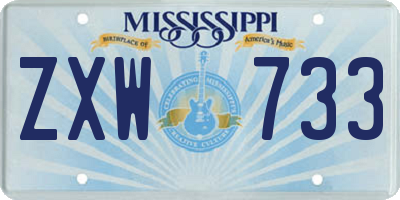 MS license plate ZXW733