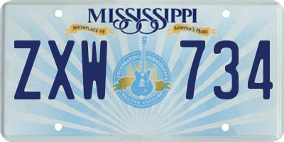 MS license plate ZXW734