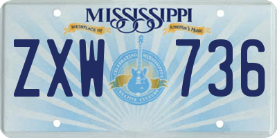 MS license plate ZXW736