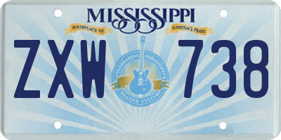 MS license plate ZXW738