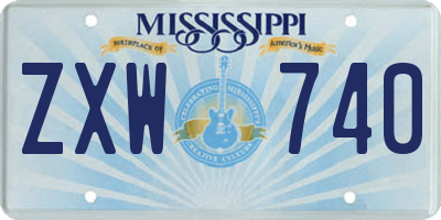 MS license plate ZXW740