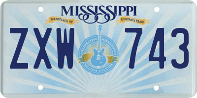 MS license plate ZXW743
