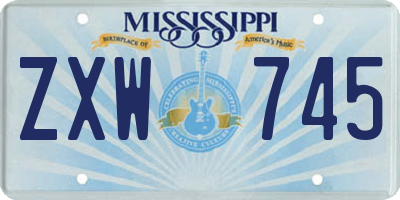 MS license plate ZXW745