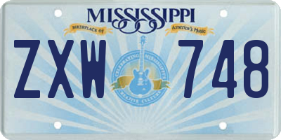 MS license plate ZXW748