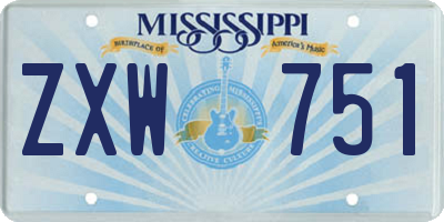 MS license plate ZXW751