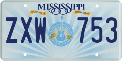 MS license plate ZXW753
