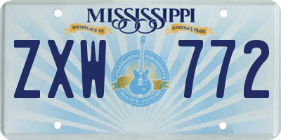 MS license plate ZXW772