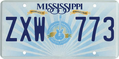 MS license plate ZXW773