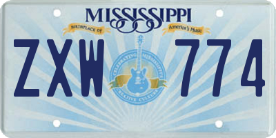 MS license plate ZXW774
