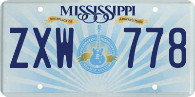 MS license plate ZXW778