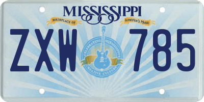 MS license plate ZXW785
