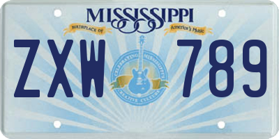 MS license plate ZXW789