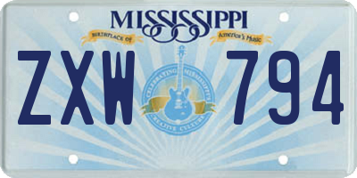 MS license plate ZXW794