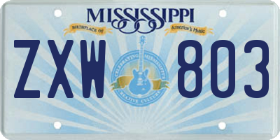 MS license plate ZXW803