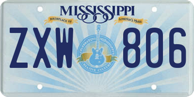 MS license plate ZXW806