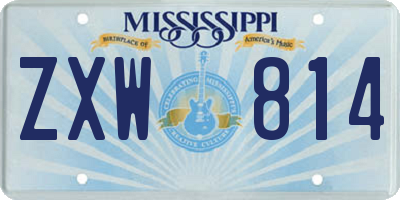 MS license plate ZXW814