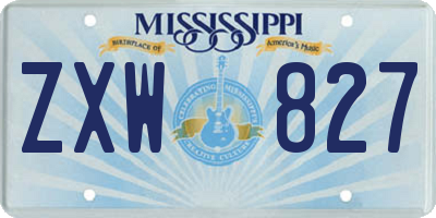 MS license plate ZXW827