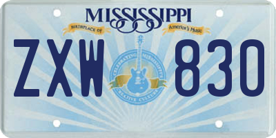 MS license plate ZXW830