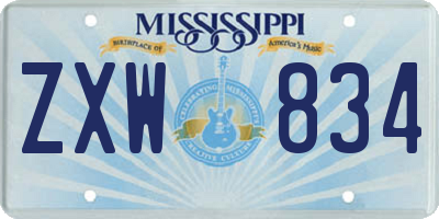 MS license plate ZXW834