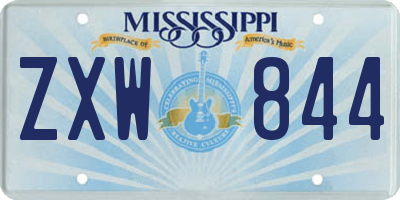 MS license plate ZXW844
