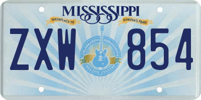 MS license plate ZXW854