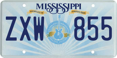 MS license plate ZXW855