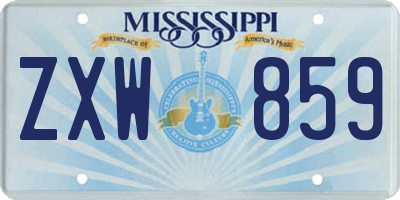 MS license plate ZXW859