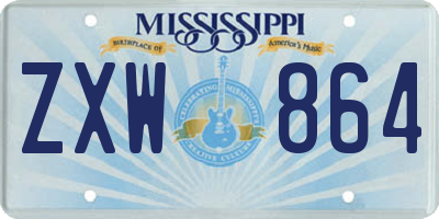 MS license plate ZXW864