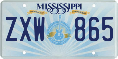 MS license plate ZXW865