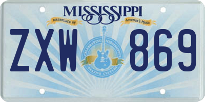 MS license plate ZXW869