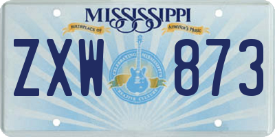 MS license plate ZXW873