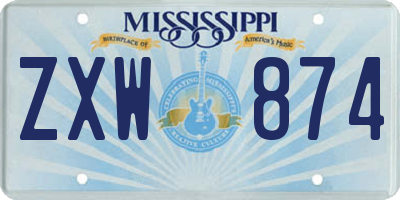 MS license plate ZXW874