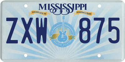 MS license plate ZXW875