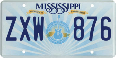 MS license plate ZXW876