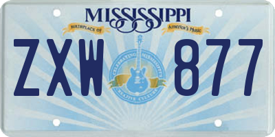 MS license plate ZXW877