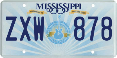 MS license plate ZXW878