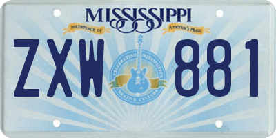 MS license plate ZXW881