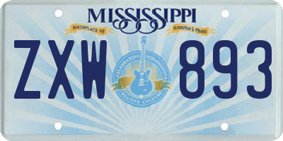 MS license plate ZXW893