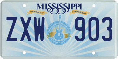 MS license plate ZXW903