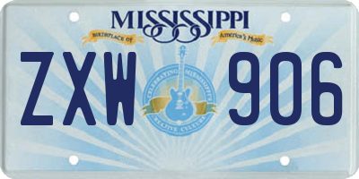 MS license plate ZXW906