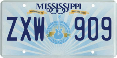 MS license plate ZXW909