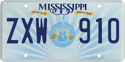 MS license plate ZXW910