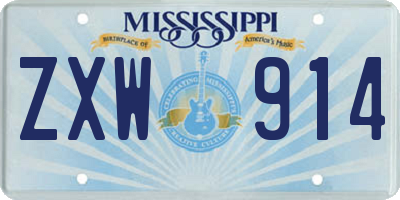 MS license plate ZXW914