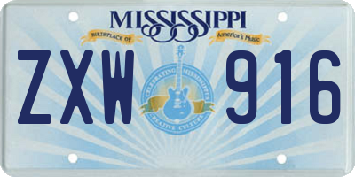 MS license plate ZXW916