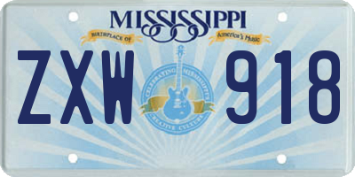MS license plate ZXW918