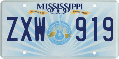 MS license plate ZXW919