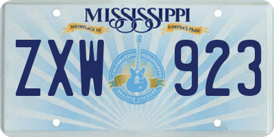 MS license plate ZXW923