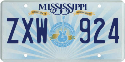 MS license plate ZXW924