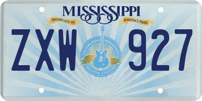 MS license plate ZXW927